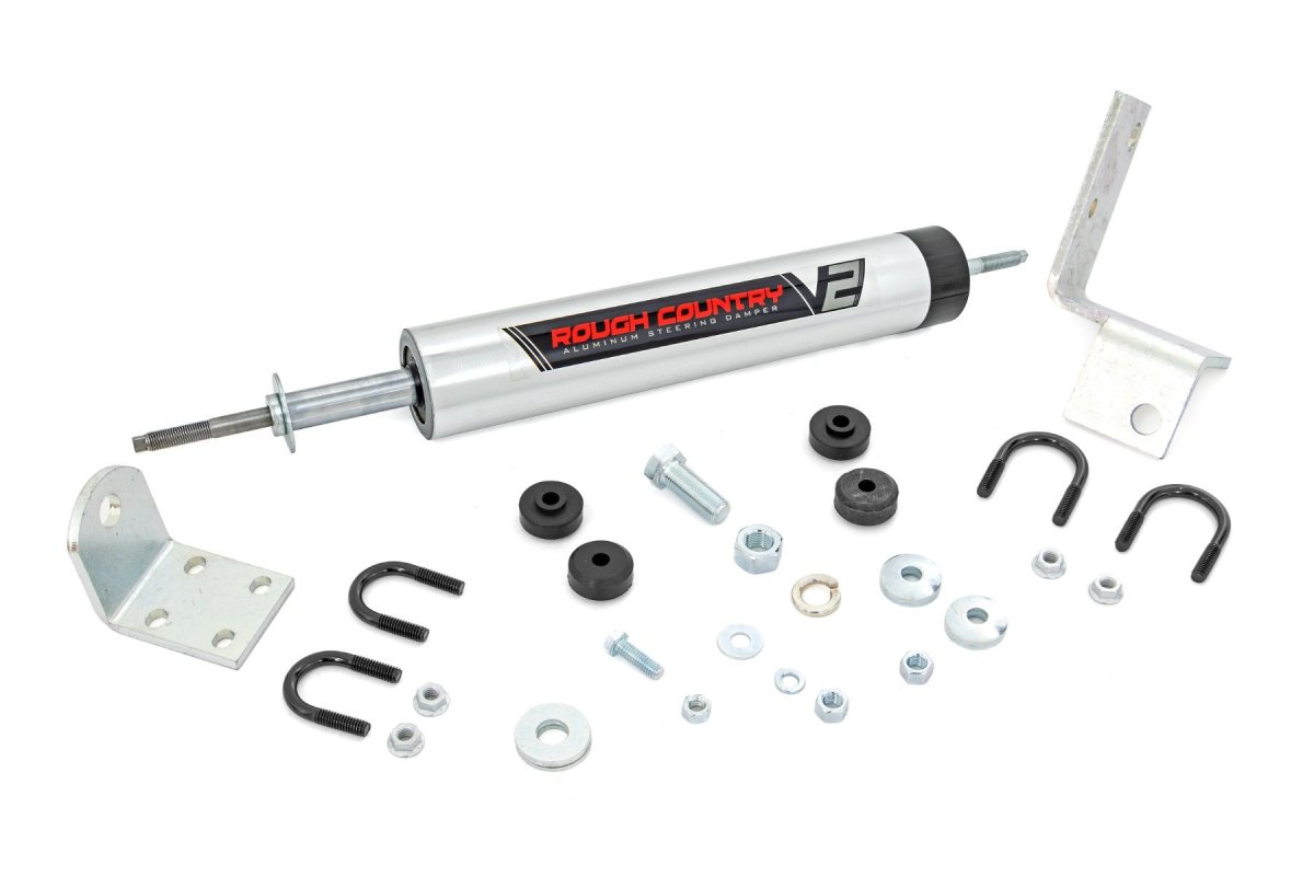 GMC Sierra 1500 Steering Stabilizer - Rough Country - V2 for 0-3 Inch Lift - '00-'06